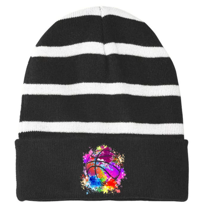 Basketball Teenagers Teens Women Baller Dunking Striped Beanie with Solid Band