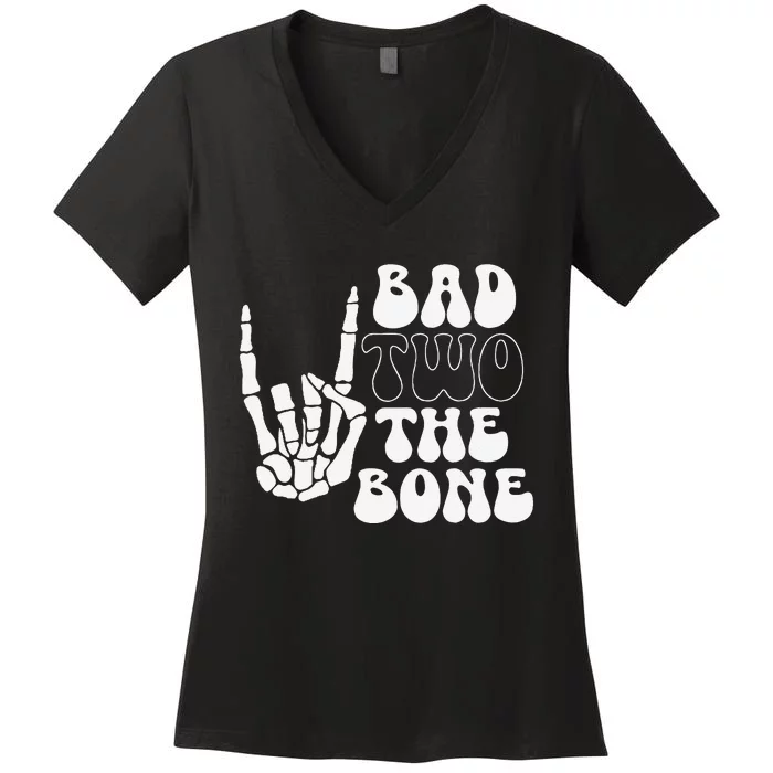 Bad Two The Bone Birthday 2nd 2 Years Old Birthday Gift Women's V-Neck T-Shirt