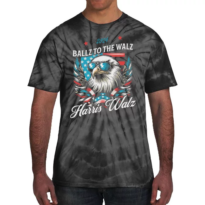 Ballz To The Walz Harris Walz 2024 Sunglasses Eagle Election Tie-Dye T-Shirt