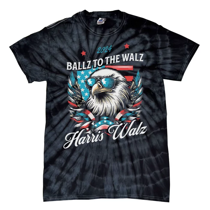 Ballz To The Walz Harris Walz 2024 Sunglasses Eagle Election Tie-Dye T-Shirt