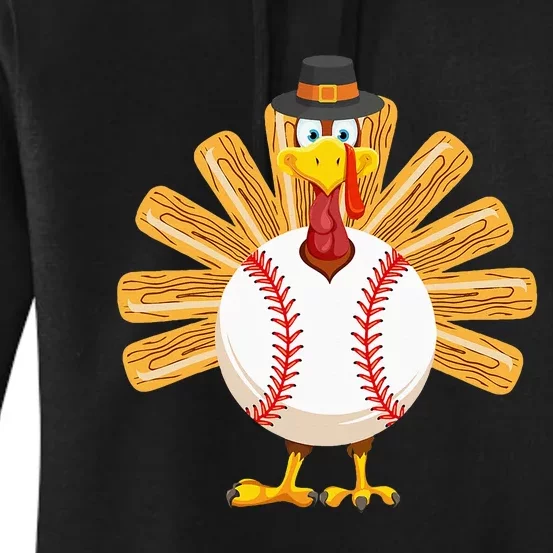 Baseball Turkey Thanksgiving Women's Pullover Hoodie