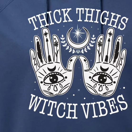 Boho Thick Thighs Witch Vibes Performance Fleece Hoodie