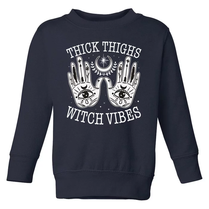 Boho Thick Thighs Witch Vibes Toddler Sweatshirt