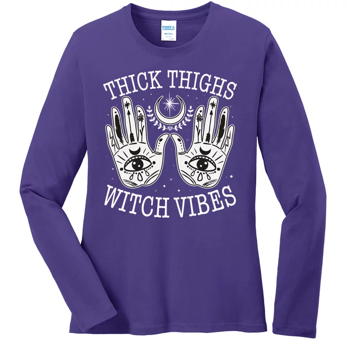 Boho Thick Thighs Witch Vibes Ladies Long Sleeve Shirt