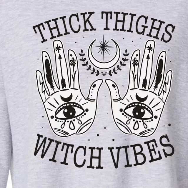 Boho Thick Thighs Witch Vibes Cropped Pullover Crew