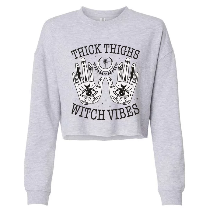 Boho Thick Thighs Witch Vibes Cropped Pullover Crew