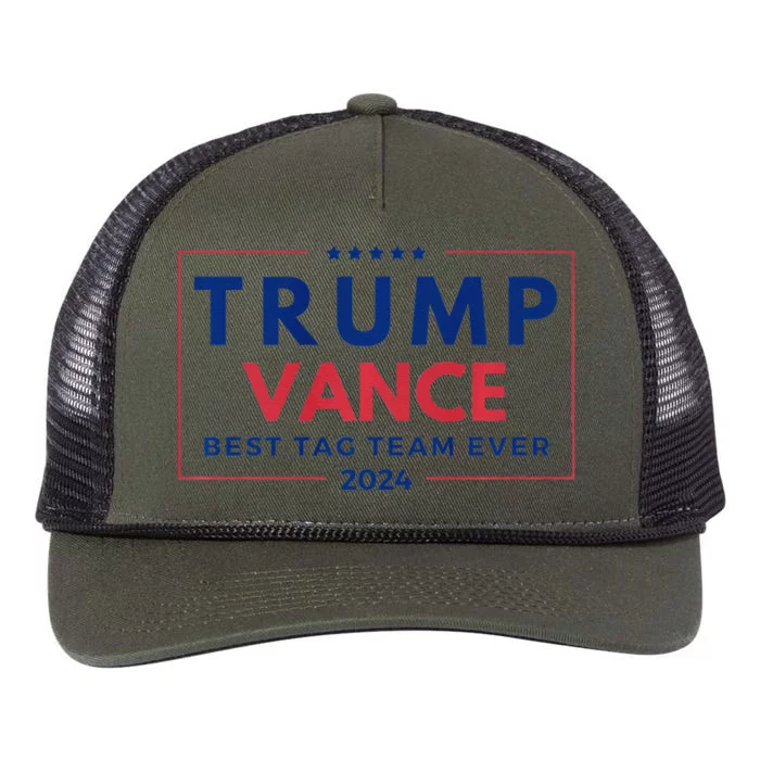 Best Tag Team Ever Wrestling Meme Patriotic Trump Vance 2024 Premium Retro Rope Trucker Hat Cap