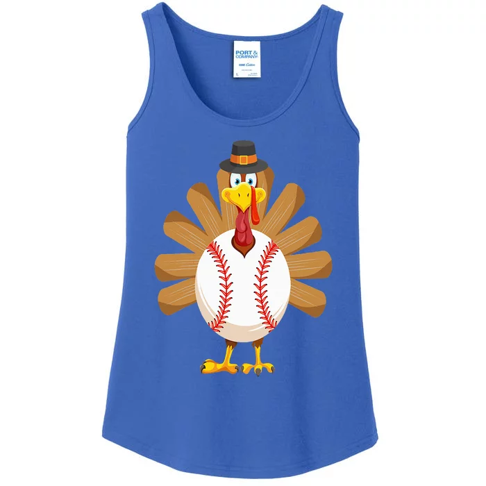 Baseball Turkey Thanksgiving  Mom Ladies Essential Tank