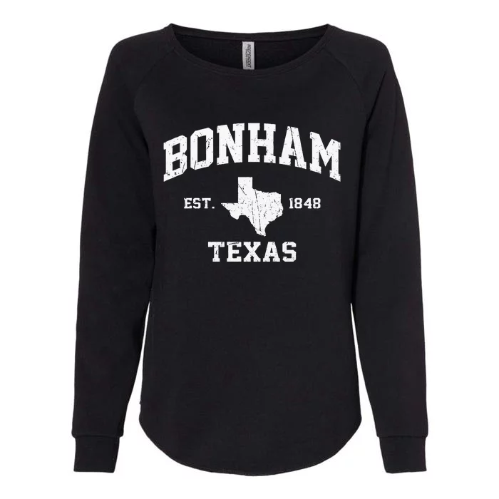 Bonham Texas TX Vintage State Athletic Style Womens California Wash Sweatshirt