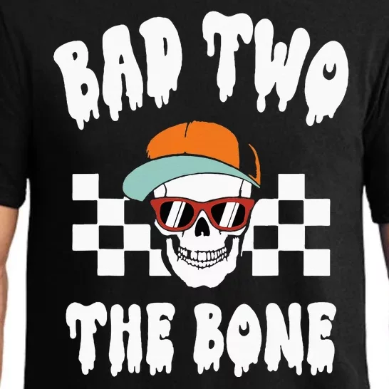 Bad Two The Bone Funny 2nd Birthday Halloween Skeleton Boy Pajama Set