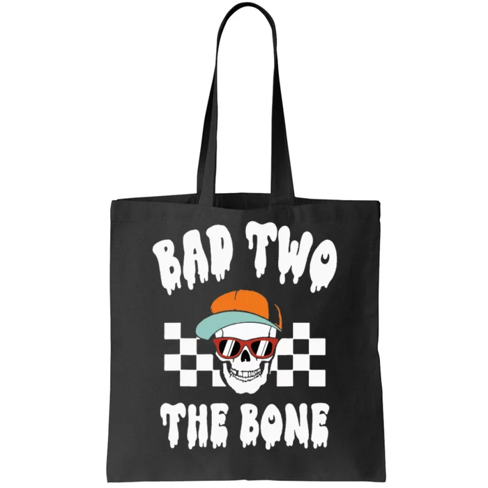 Bad Two The Bone Funny 2nd Birthday Halloween Skeleton Boy Tote Bag