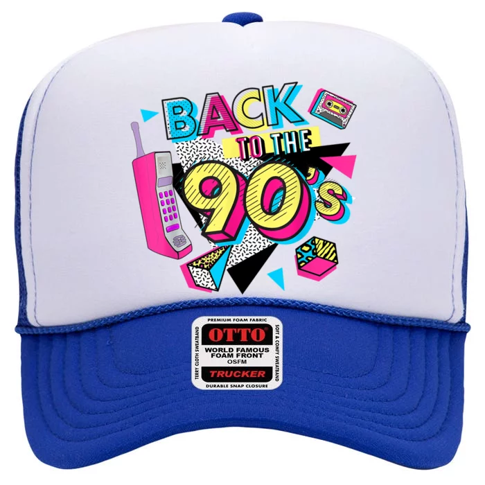 Back To The 90s Outfits Retro Costume Party Cassette Tape High Crown Mesh Trucker Hat