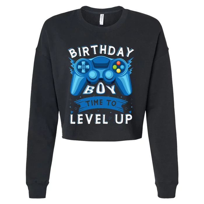 Birthday Time to Level Up Video Game Birthday Gamer Cropped Pullover Crew