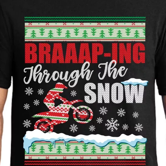 Braaap Through The Snow Ugly Motocross Christmas Funny Gift Pajama Set