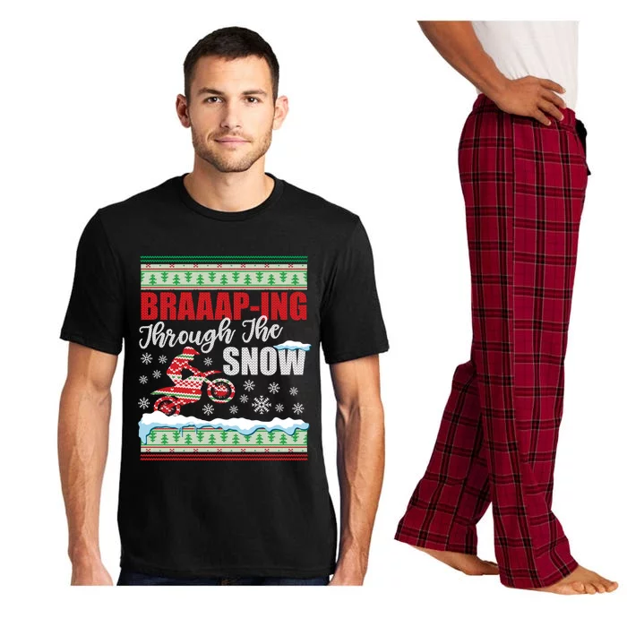 Braaap Through The Snow Ugly Motocross Christmas Funny Gift Pajama Set