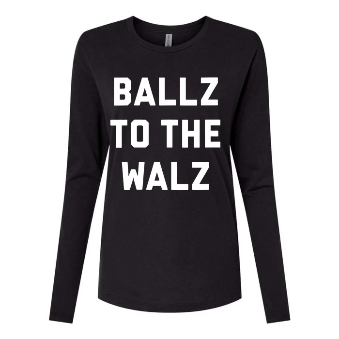 Ballz To The Walz Vote Harris Walz 2024 Funny Political Womens Cotton Relaxed Long Sleeve T-Shirt