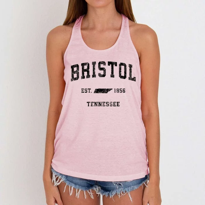 Bristol Tennessee Tn Vintage Athletic Sports Women's Knotted Racerback Tank