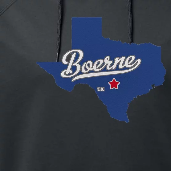 Boerne Texas TX Map Performance Fleece Hoodie