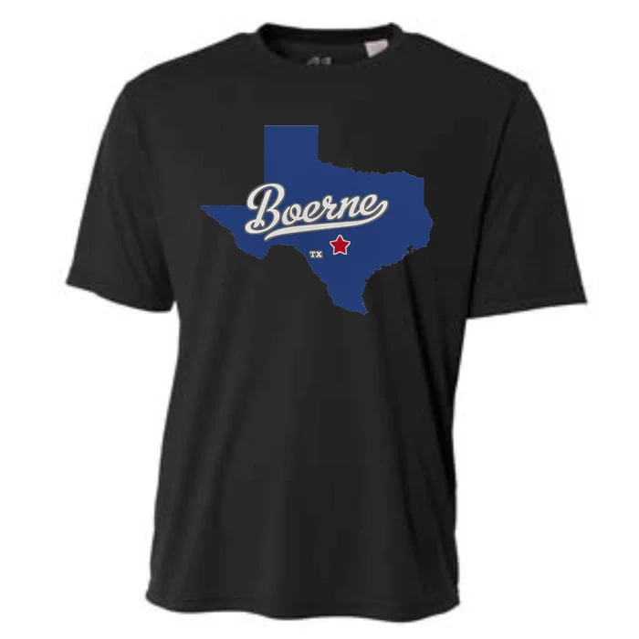 Boerne Texas TX Map Cooling Performance Crew T-Shirt