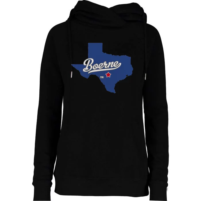 Boerne Texas TX Map Womens Funnel Neck Pullover Hood