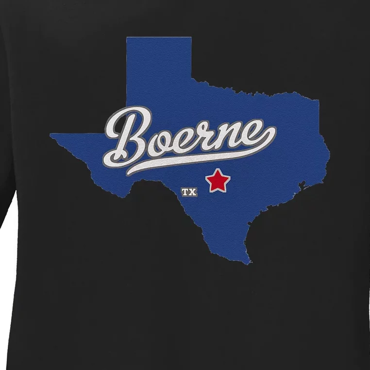 Boerne Texas TX Map Ladies Long Sleeve Shirt