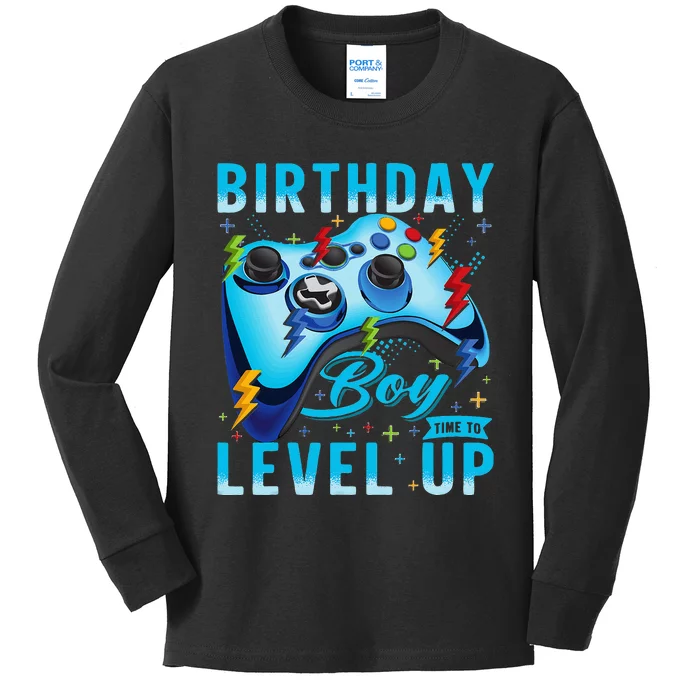 Birthday Time to Level Up Video Game Birthday Gamer Kids Long Sleeve Shirt