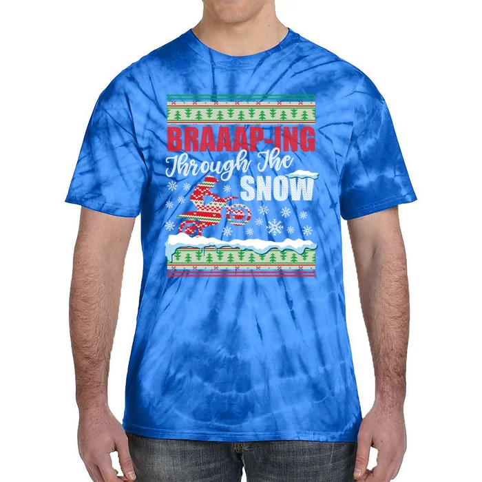 Braaap Through The Snow Ugly Motocross Christmas Gift Tie-Dye T-Shirt