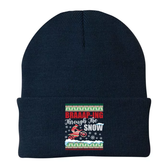 Braaap Through The Snow Ugly Motocross Christmas Gift Knit Cap Winter Beanie