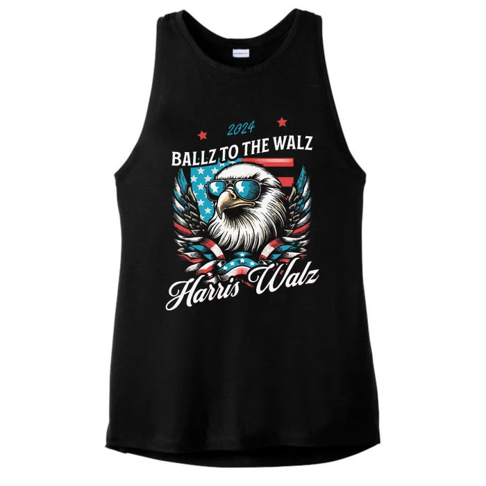 Ballz To The Walz Harris Walz 2024 Sunglasses Eagle Election Ladies Tri-Blend Wicking Tank