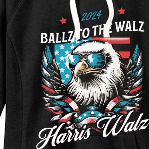 Ballz To The Walz Harris Walz 2024 Sunglasses Eagle Election Women's Fleece Hoodie