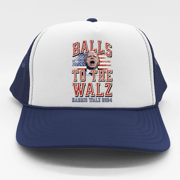 Balls To The Walz Tim Walz For Vp Walz And Harris Vote 47 Gift Trucker Hat