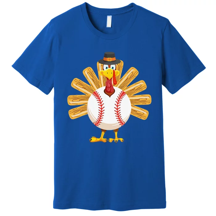 Baseball Turkey Thanksgiving Fors Mom Premium T-Shirt