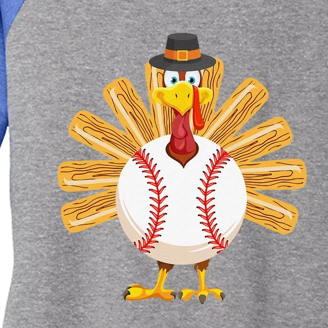 Baseball Turkey Thanksgiving Fors Mom Women's Tri-Blend 3/4-Sleeve Raglan Shirt