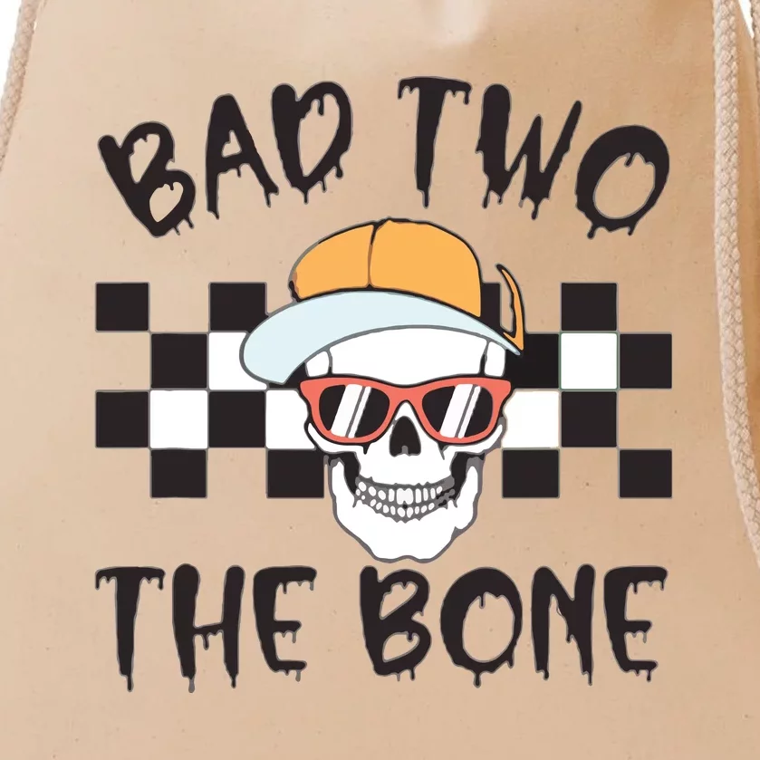 Bad To The Bone Retro Skull Halloween Kids Drawstring Bag