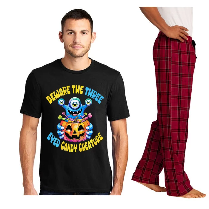 Beware The Three Eyed Candy Creature Cute Halloween Monster Pajama Set