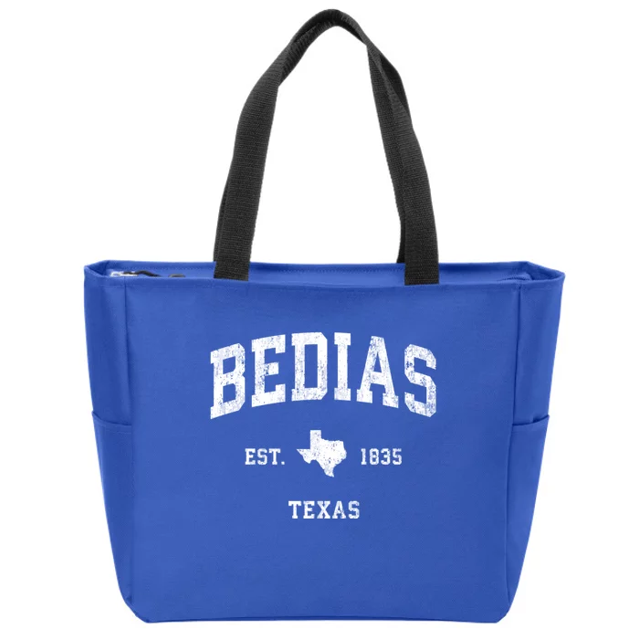 Bedias Texas Tx Vintage Athletic Sports Zip Tote Bag