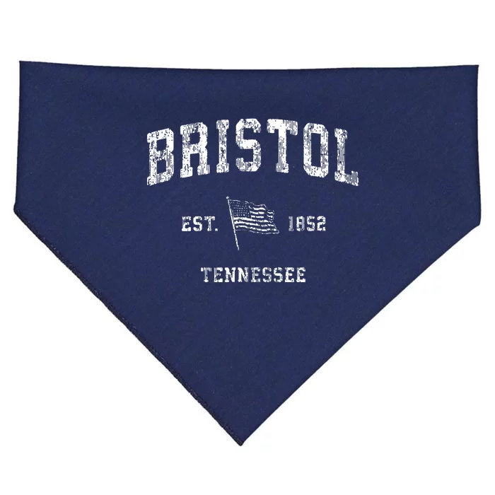 Bristol Tennessee Tn Vintage Us Flag Sports USA-Made Doggie Bandana