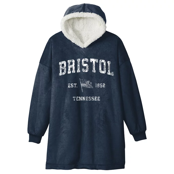 Bristol Tennessee Tn Vintage Us Flag Sports Hooded Wearable Blanket