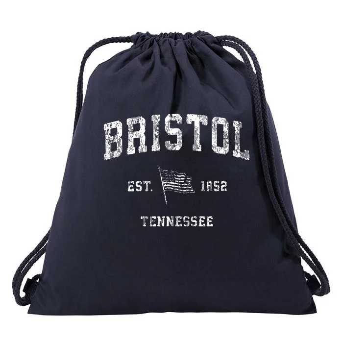 Bristol Tennessee Tn Vintage Us Flag Sports Drawstring Bag