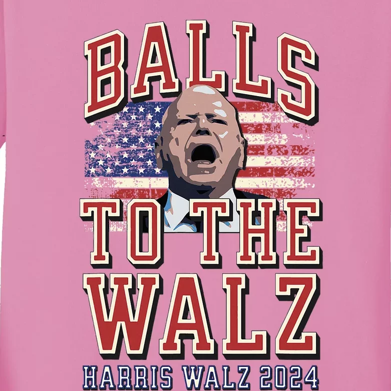 Balls To The Walz Tim Walz For Vp Walz And Harris Vote 47 Kids Long Sleeve Shirt