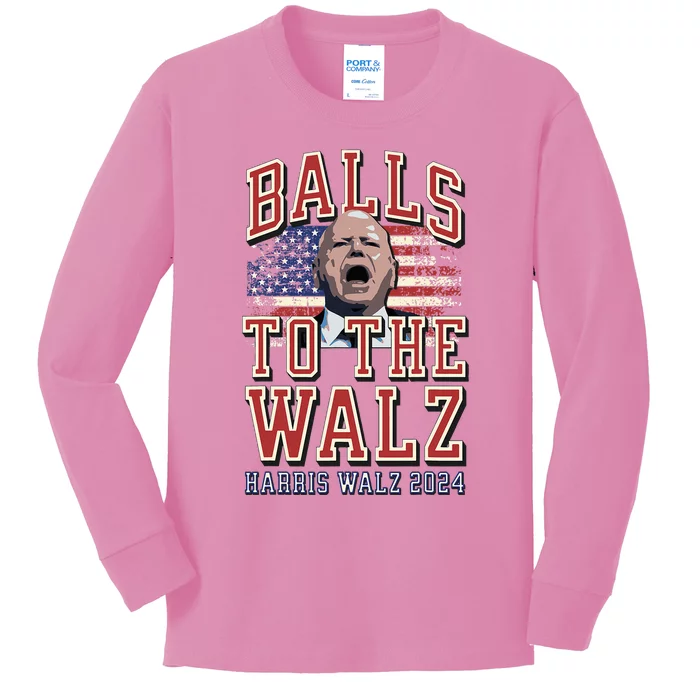 Balls To The Walz Tim Walz For Vp Walz And Harris Vote 47 Kids Long Sleeve Shirt