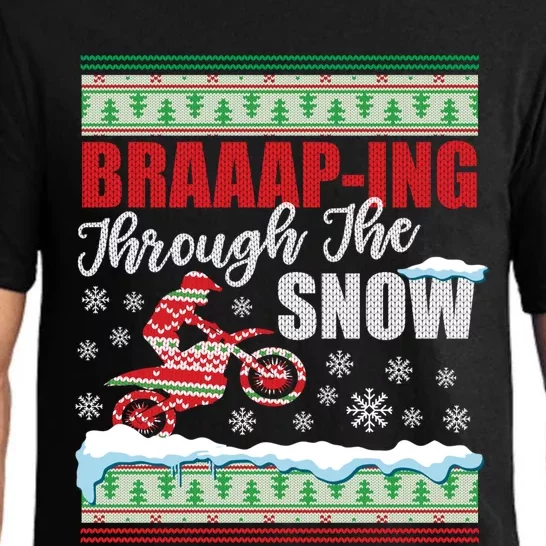 Braaap Through The Snow Ugly Motocross Christmas Meaningful Gift Pajama Set