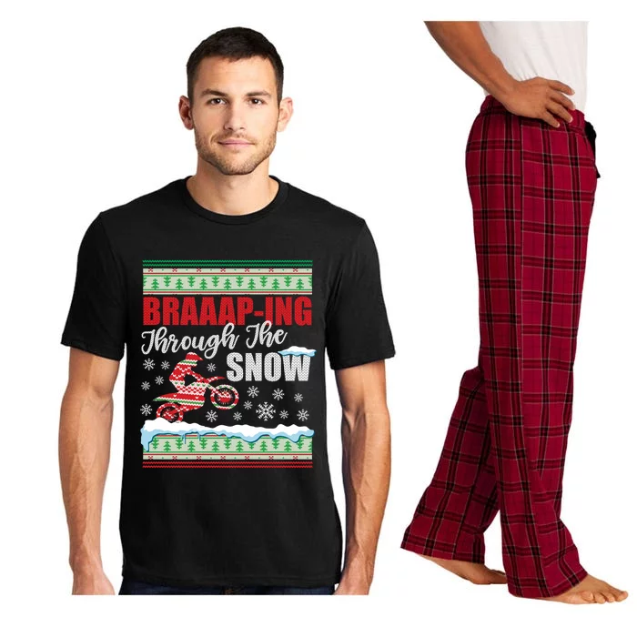 Braaap Through The Snow Ugly Motocross Christmas Meaningful Gift Pajama Set