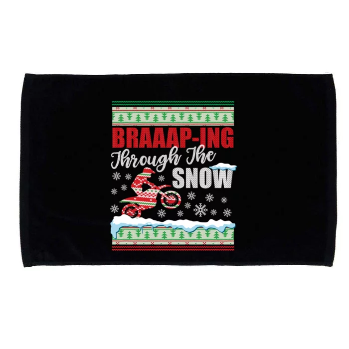 Braaap Through The Snow Ugly Motocross Christmas Meaningful Gift Microfiber Hand Towel