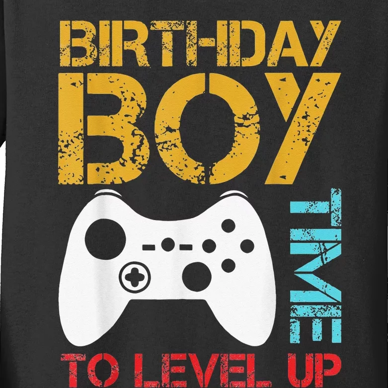 Birthday Time To Level Up Video Gamer Kids Long Sleeve Shirt