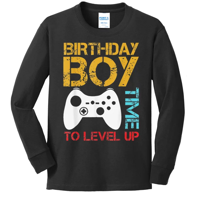 Birthday Time To Level Up Video Gamer Kids Long Sleeve Shirt