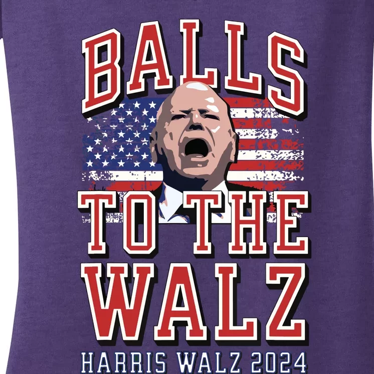 Balls To The Walz Tim Walz For Vp Walz And Harris Vote 47 Women's V-Neck T-Shirt