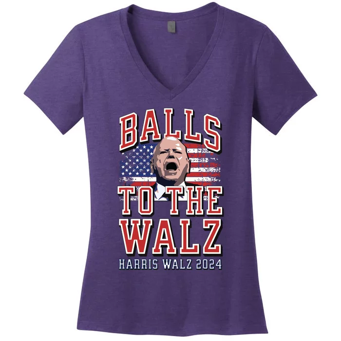 Balls To The Walz Tim Walz For Vp Walz And Harris Vote 47 Women's V-Neck T-Shirt