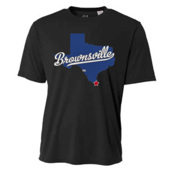 Brownsville Texas TX Map Cooling Performance Crew T-Shirt