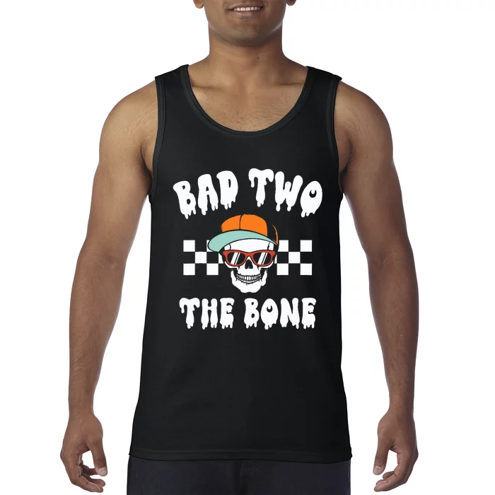 Bad To The Bone Skeleton Halloween Two Birthday Tank Top